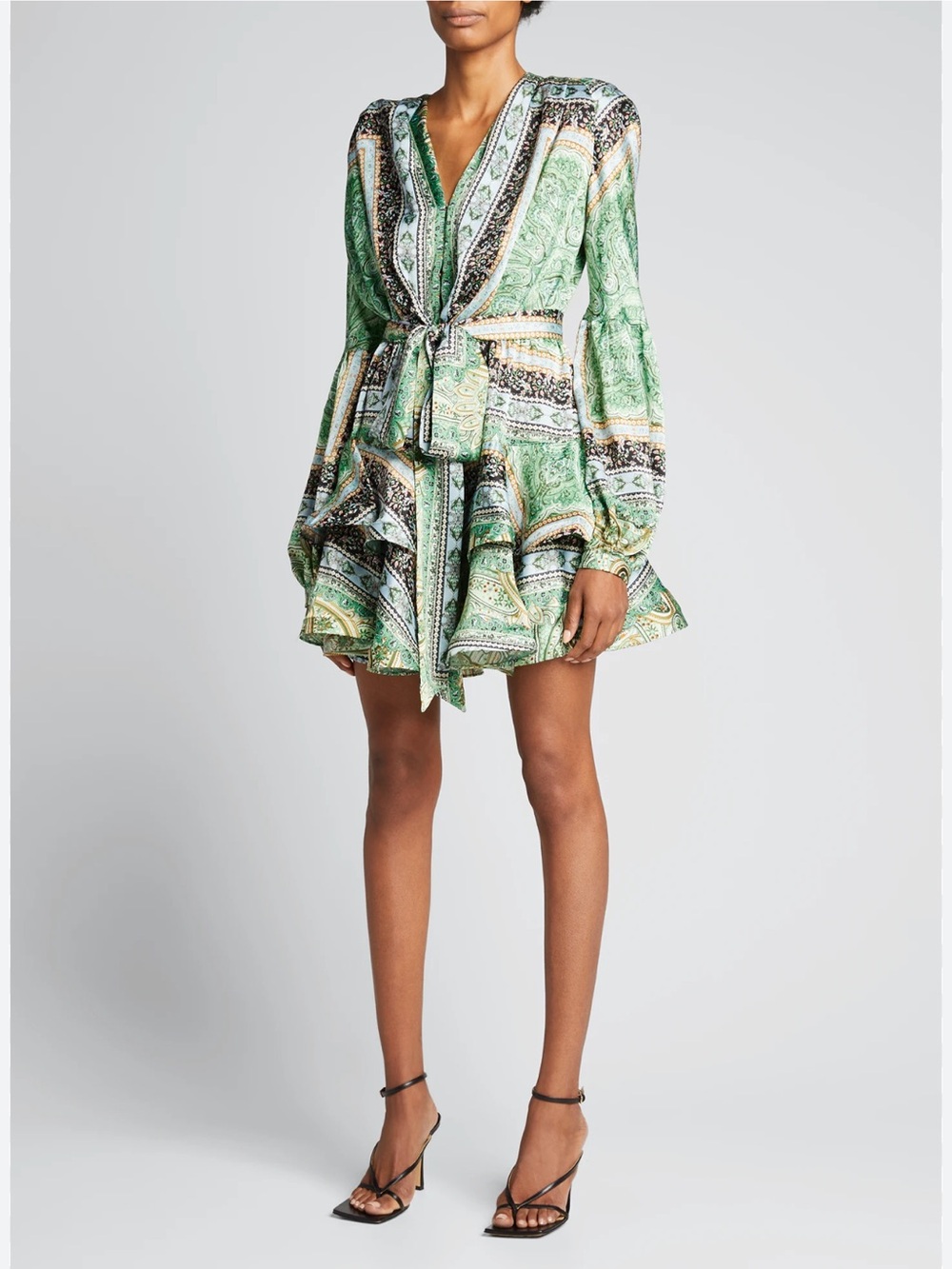 BRONX AND BANCO Bedouin Paisley Long-Sleeve Mini Dress Size Large